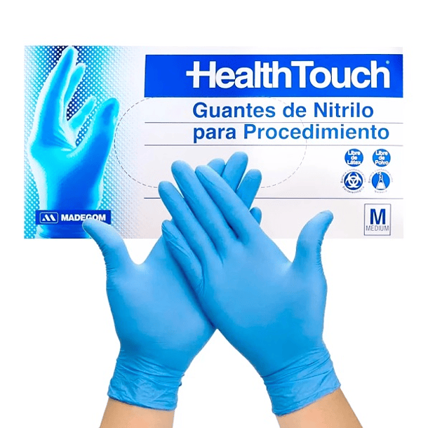 GUANTES DE NITRILO HEALT TOUCH CELESTE 
