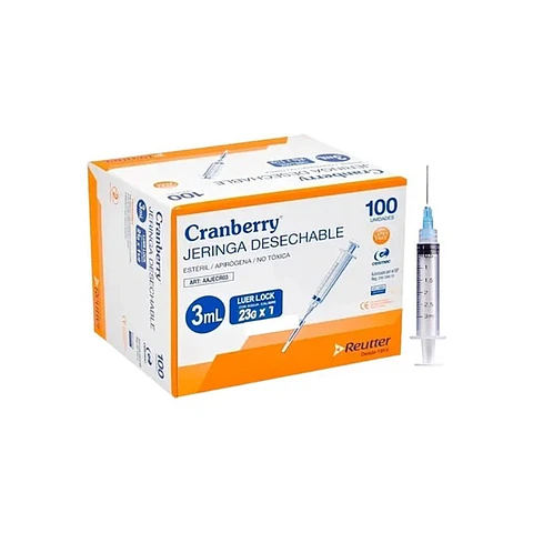 JERINGA DESECHABLE CRANBERRY 3ML X CAJA