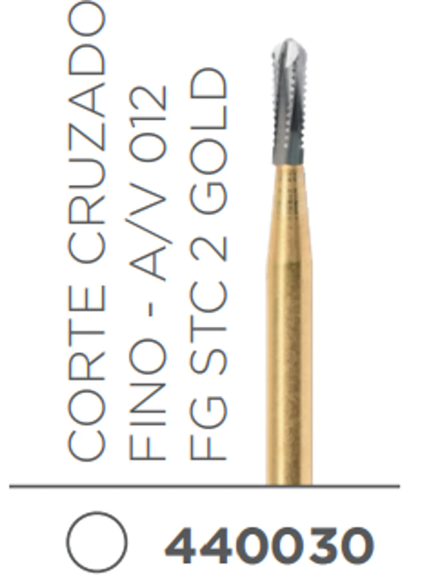 Fresa Carbide Transmetalica Alta Velocidad de Tallo Medio Cilindrica A/V 012 - FG STC 2 Gold 1