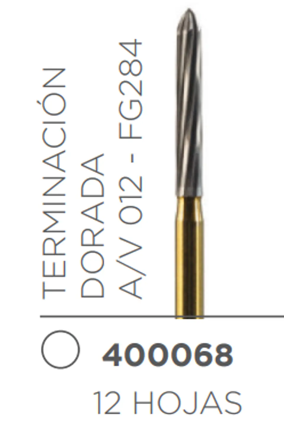 - FRESA CARBIDE PULIDO ALTA VELOCIDAD DE TALLO MEDIO TORPEDO TERMINACIóN DORADA A/V 014 FG284 1