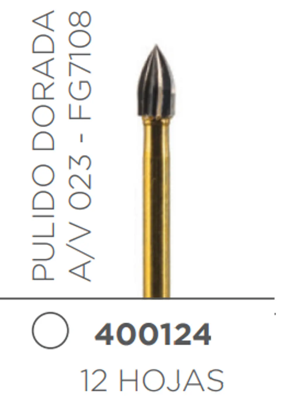Fresa Carbide Pulido Alta Velocidad de Tallo Medio Bala A/V 023 - FG7108 1
