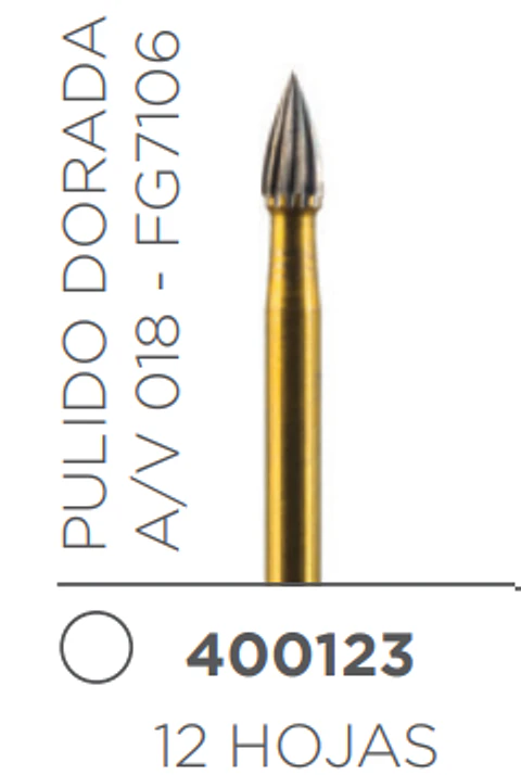 Fresa Carbide Pulido Alta Velocidad de Tallo Medio Bala A/V 018 - FG7106