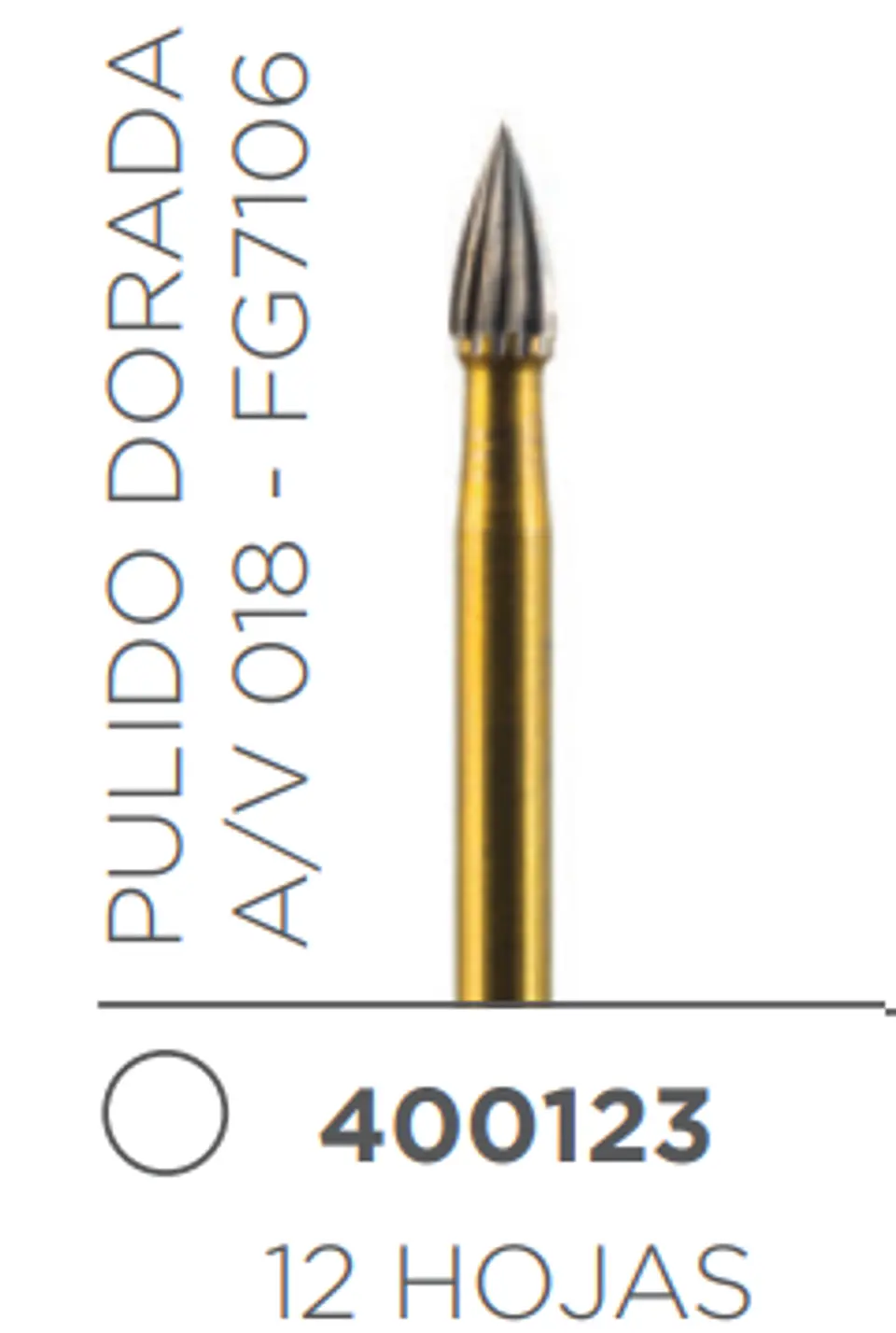 Fresa Carbide Pulido Alta Velocidad de Tallo Medio Bala A/V 018 - FG7106 1