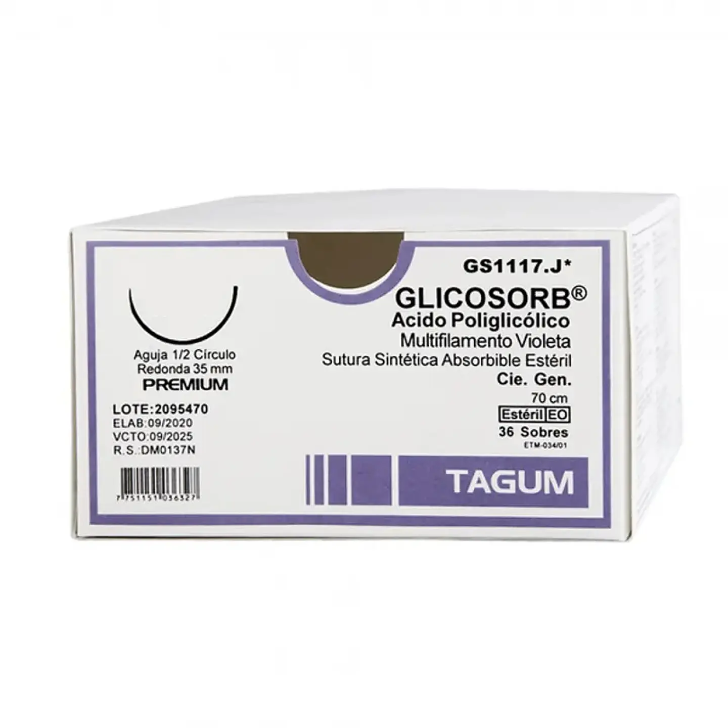 SUTURA ABSORBIBLE GLICOSORB CAJA 36 UNDS  1