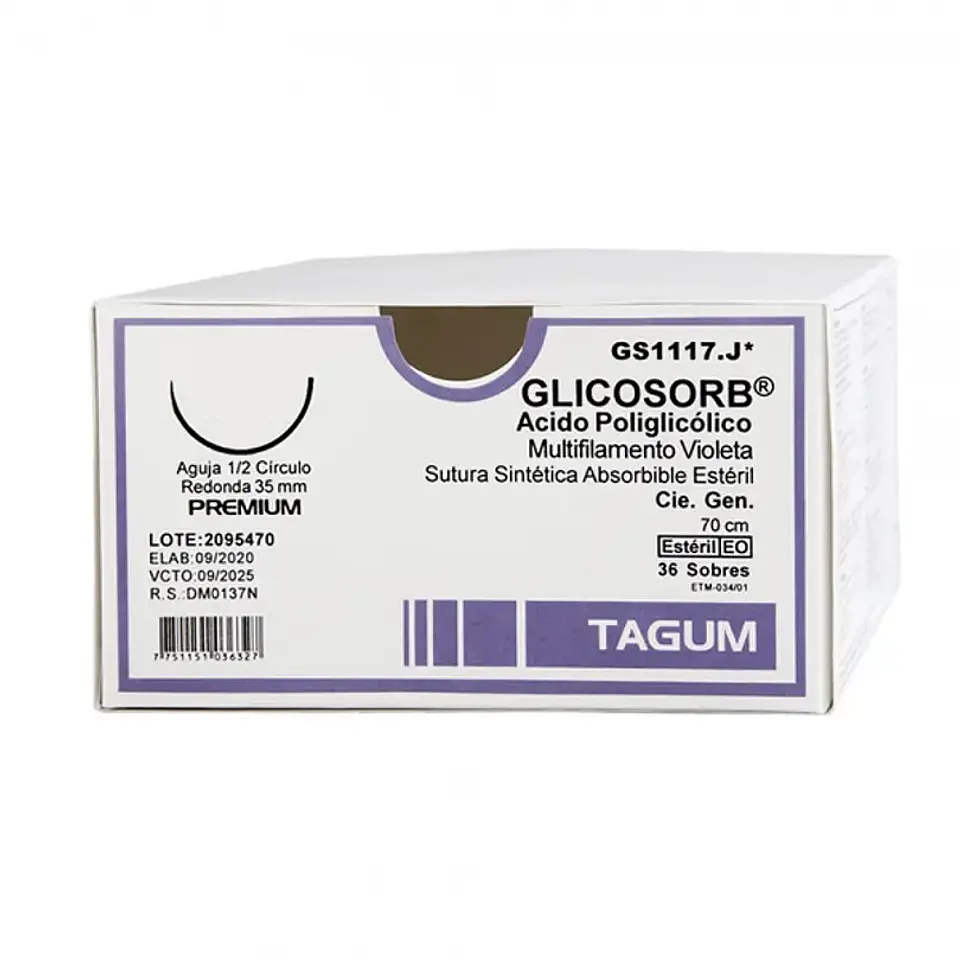 SUTURA ABSORBIBLE GLICOSORB CAJA 36 UNDS  1