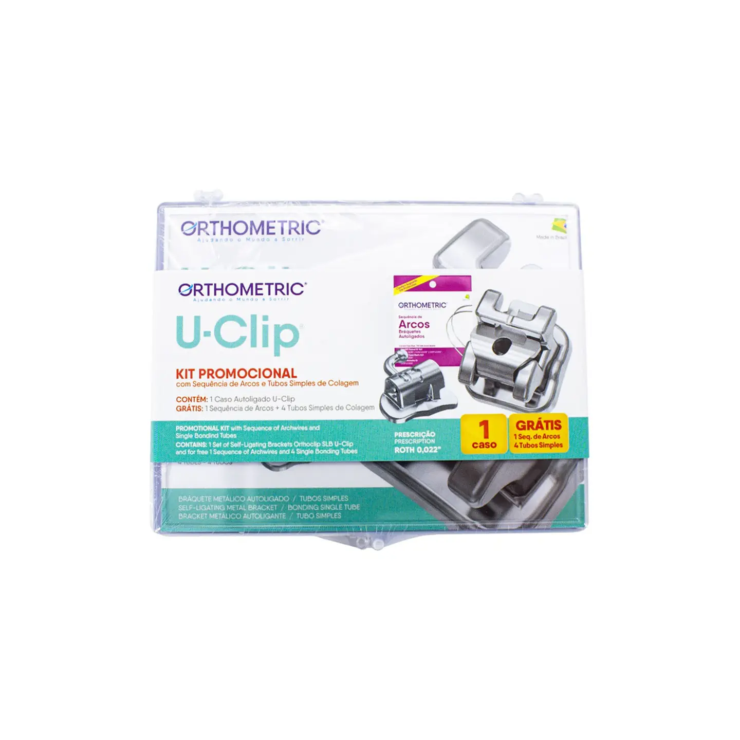 KIT 1 CASO BRACKETS AUTOLIGADO ROTH (B+A+T) SLB U-CLIP ORTHOMETRIC 1