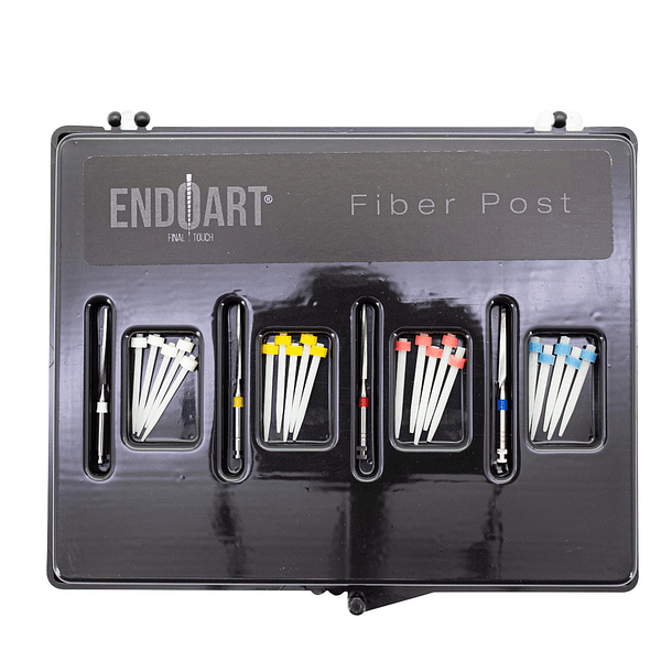 KIT 20 POSTES FIBRA DE VIDRIO + 4 FRESAS FIBER POST ENDOART INCIDENTAL 