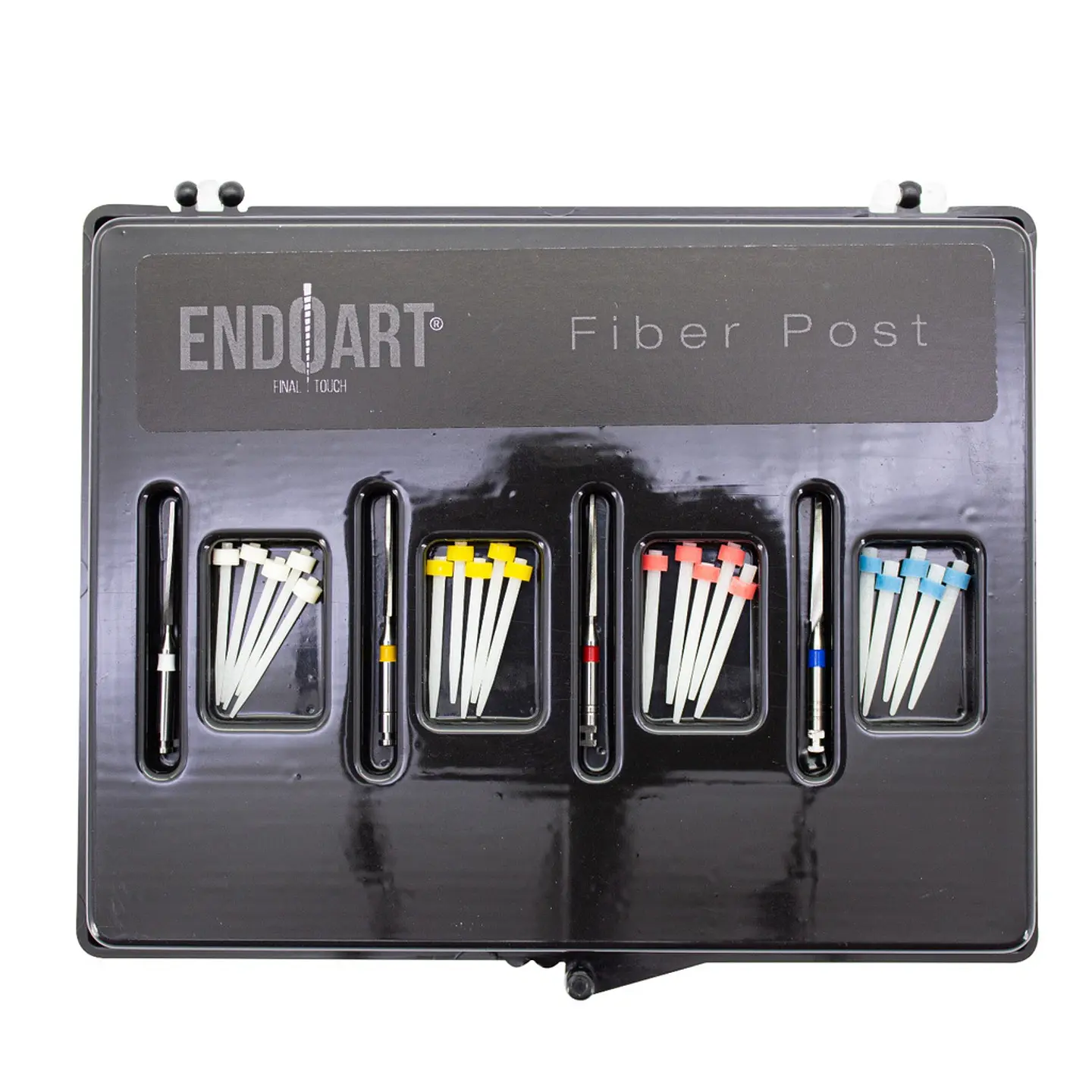 KIT 20 POSTES FIBRA DE VIDRIO + 4 FRESAS FIBER POST ENDOART INCIDENTAL 1