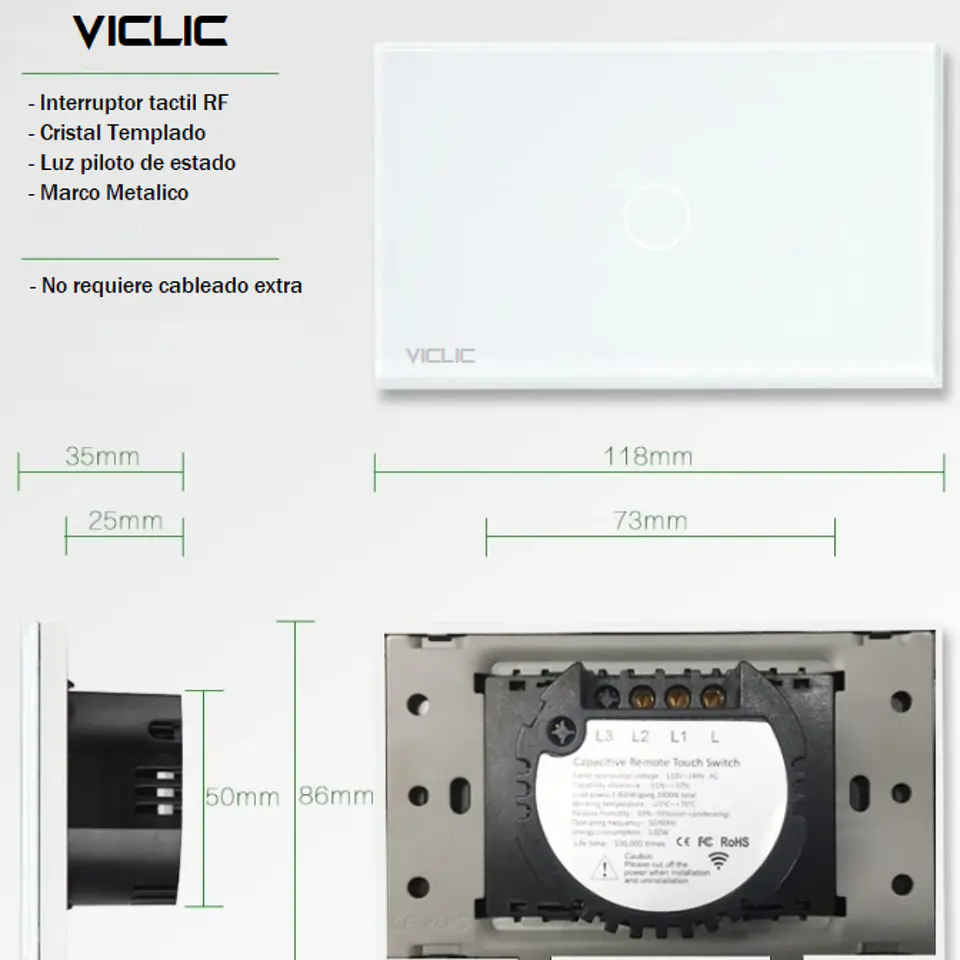 Interruptor simple 9/24 10a 220v 3