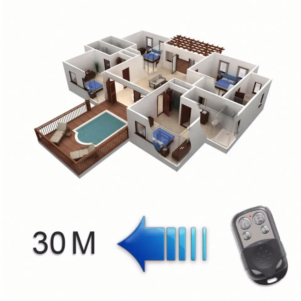 Interruptor simple 2 Botones 9/24 10a 220v + Controles RF  6