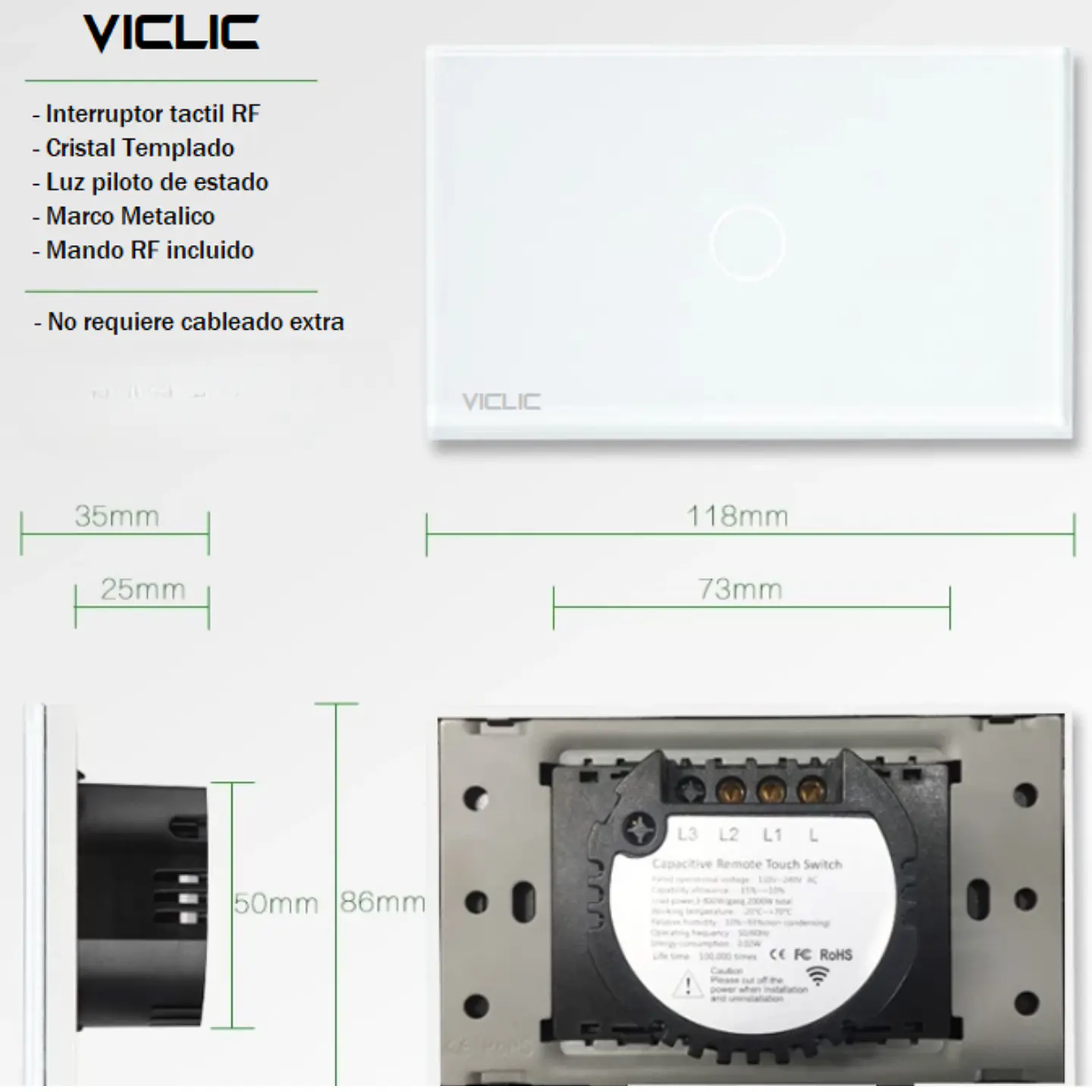 Interruptor simple 9/12 10a 220v + controles remotos 5
