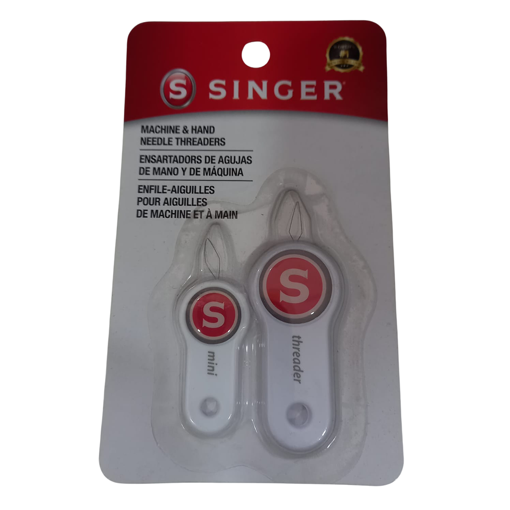 Enhebrador de aguja de mano y máquina de coser Singer