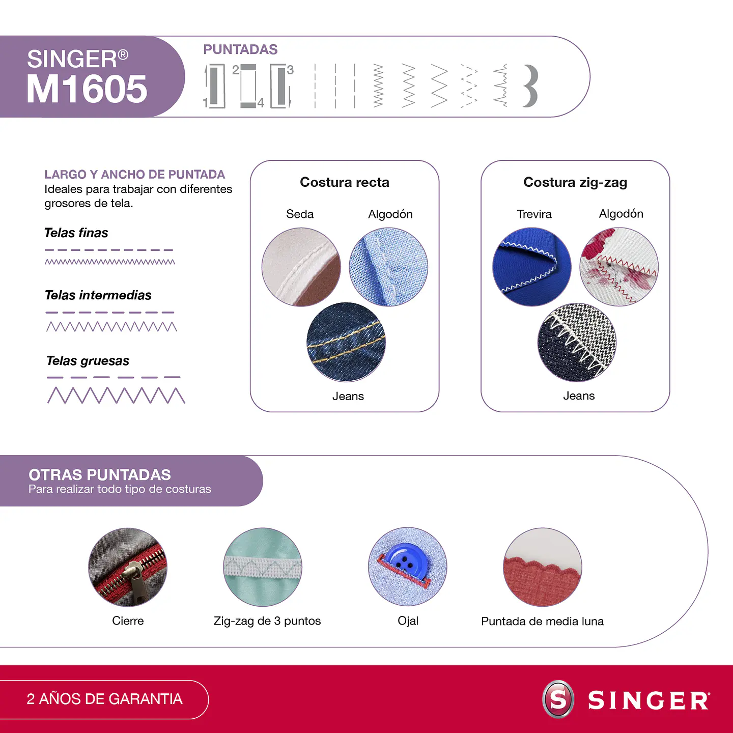 Máquina de coser Singer M1605 3