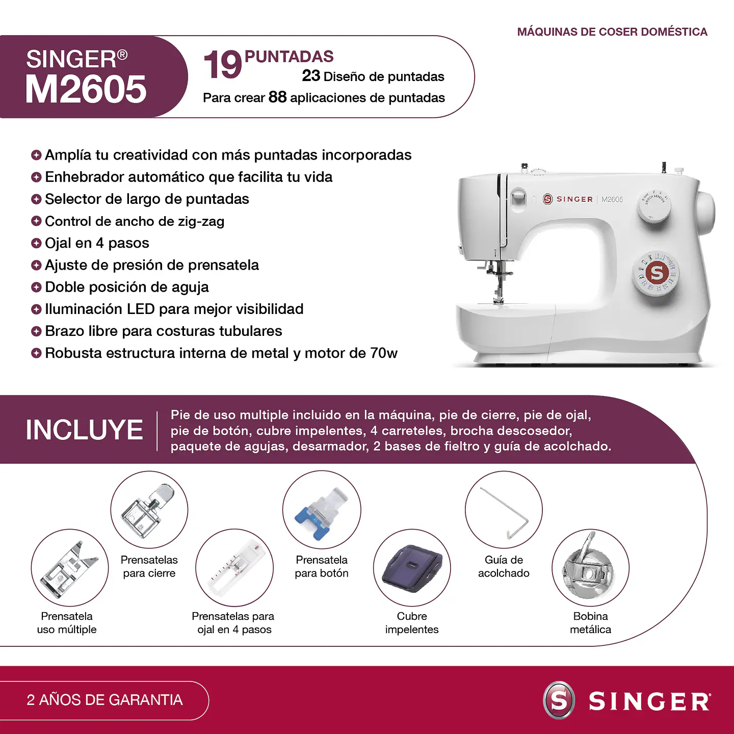 Máquina de coser Singer M2605 5