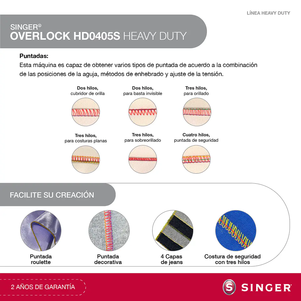 Máquina de coser Overlock Singer HD0405S Heavy Duty 10