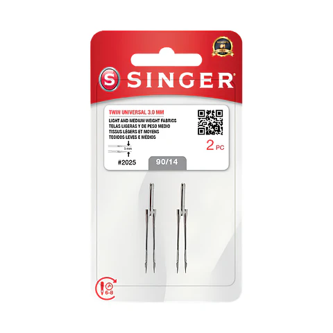 Aguja Singer 2025 90/14 (doble 3 mm), set 2 unidades