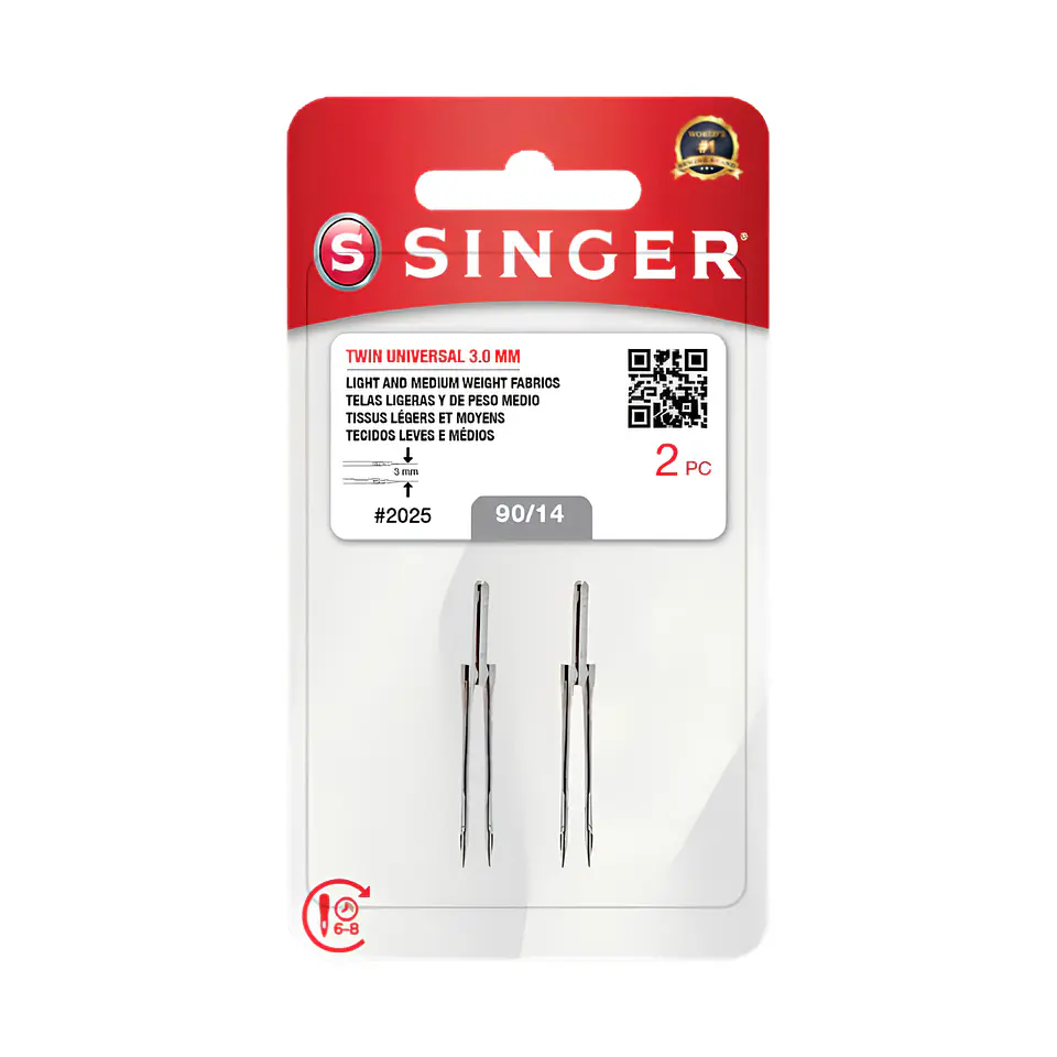 Aguja Singer 2025 90/14 (doble 3 mm), set 2 unidades 1