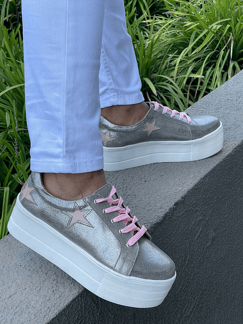 Miami Plateada con Estrellas Rosadas