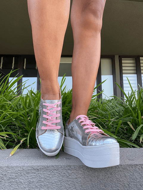 Miami Croco Plata Con Estrellas