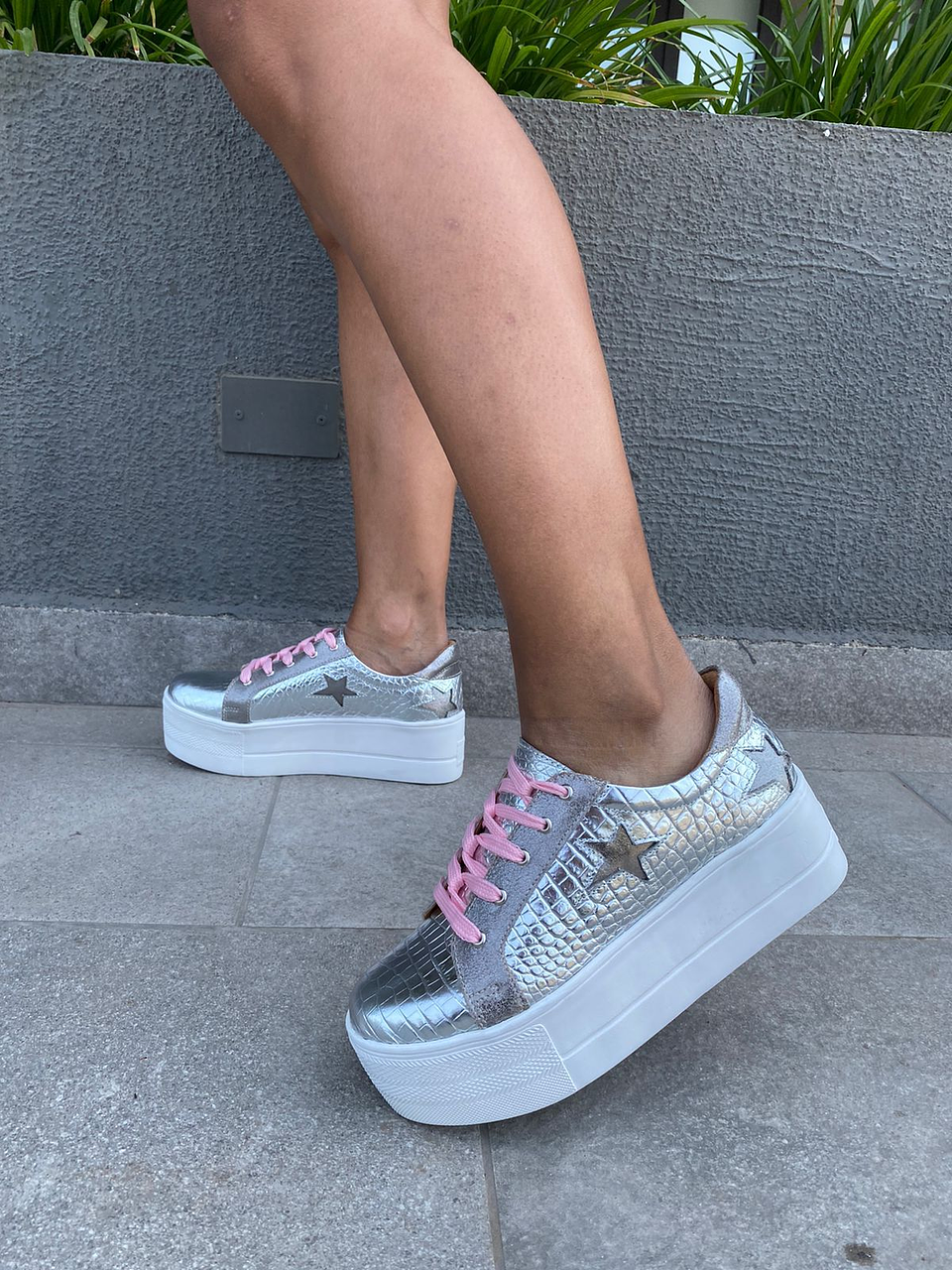 Miami Croco Plata Con Estrellas 3