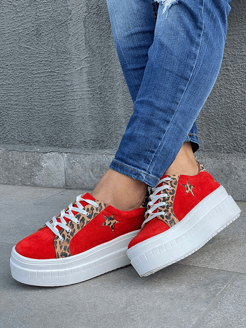 Miami Reno Rojo Con Animal Print