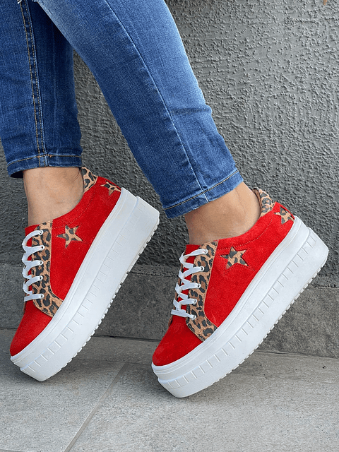 Miami Reno Rojo Con Animal Print