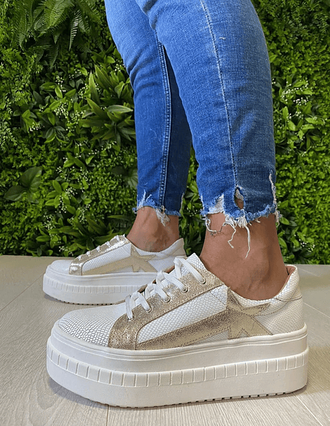 Tulum Croco Blanco Con Dorado