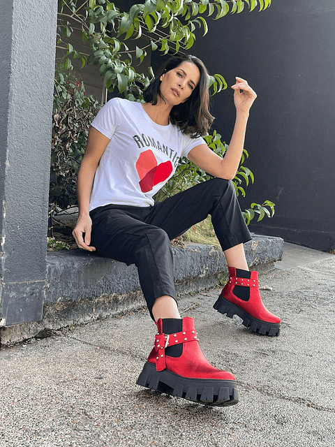 Botin Amanda Rojo Metalizado