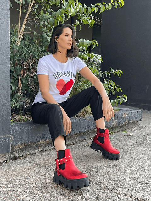 Botin Amanda Rojo Metalizado