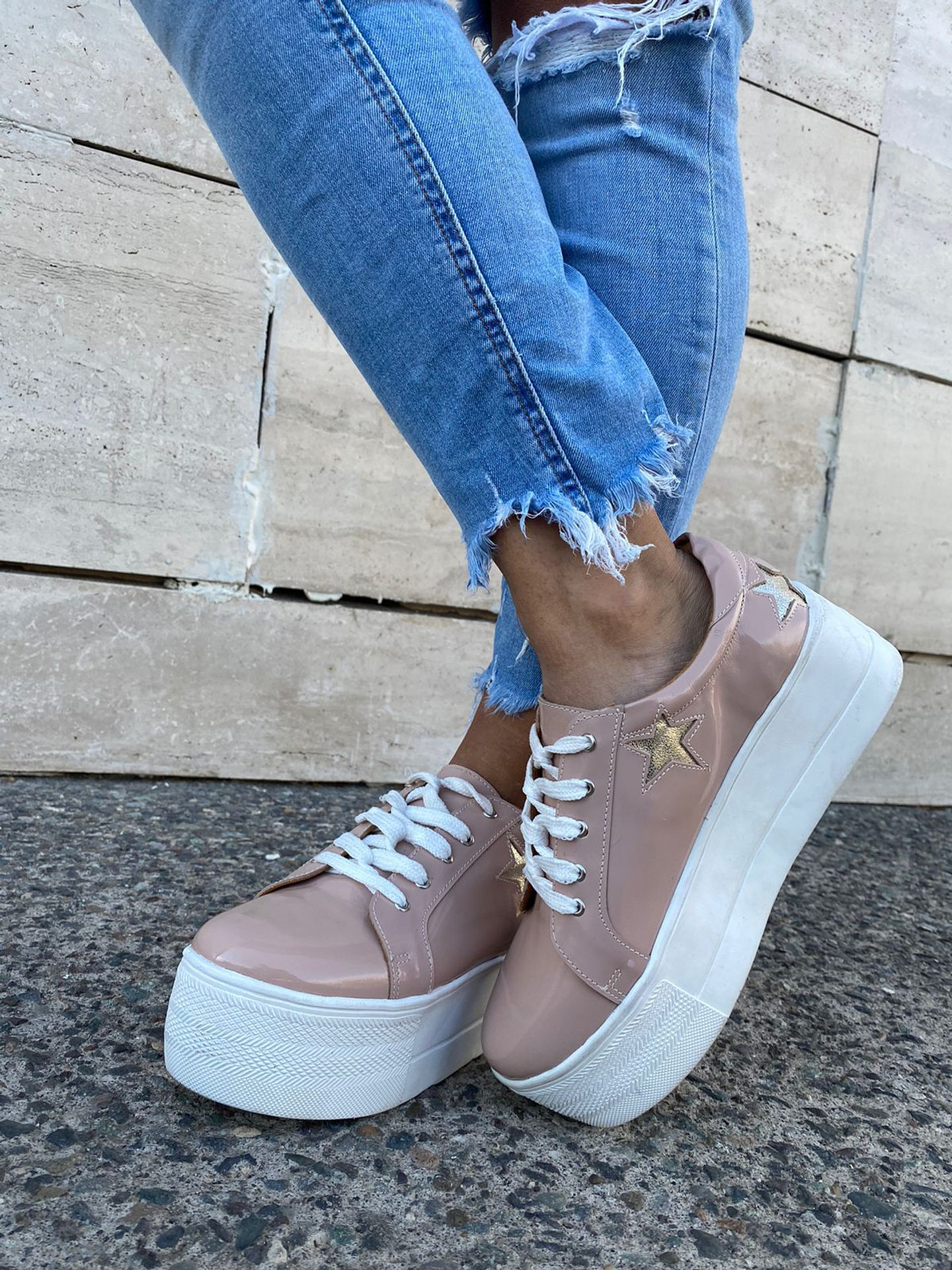 Miami Rosadas Charol Con Estrellas Doradas 1