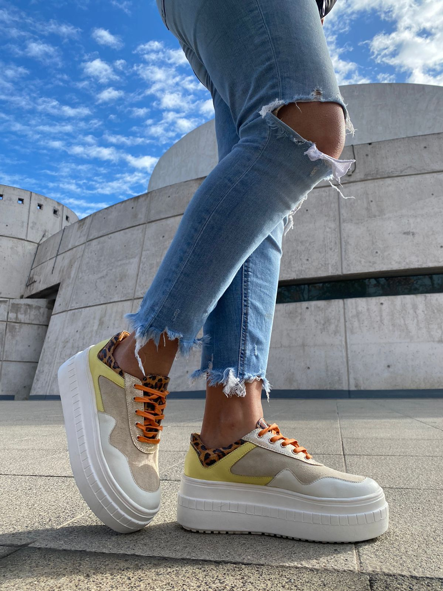 Miami Amarilla Con Animal Print y Beige 1