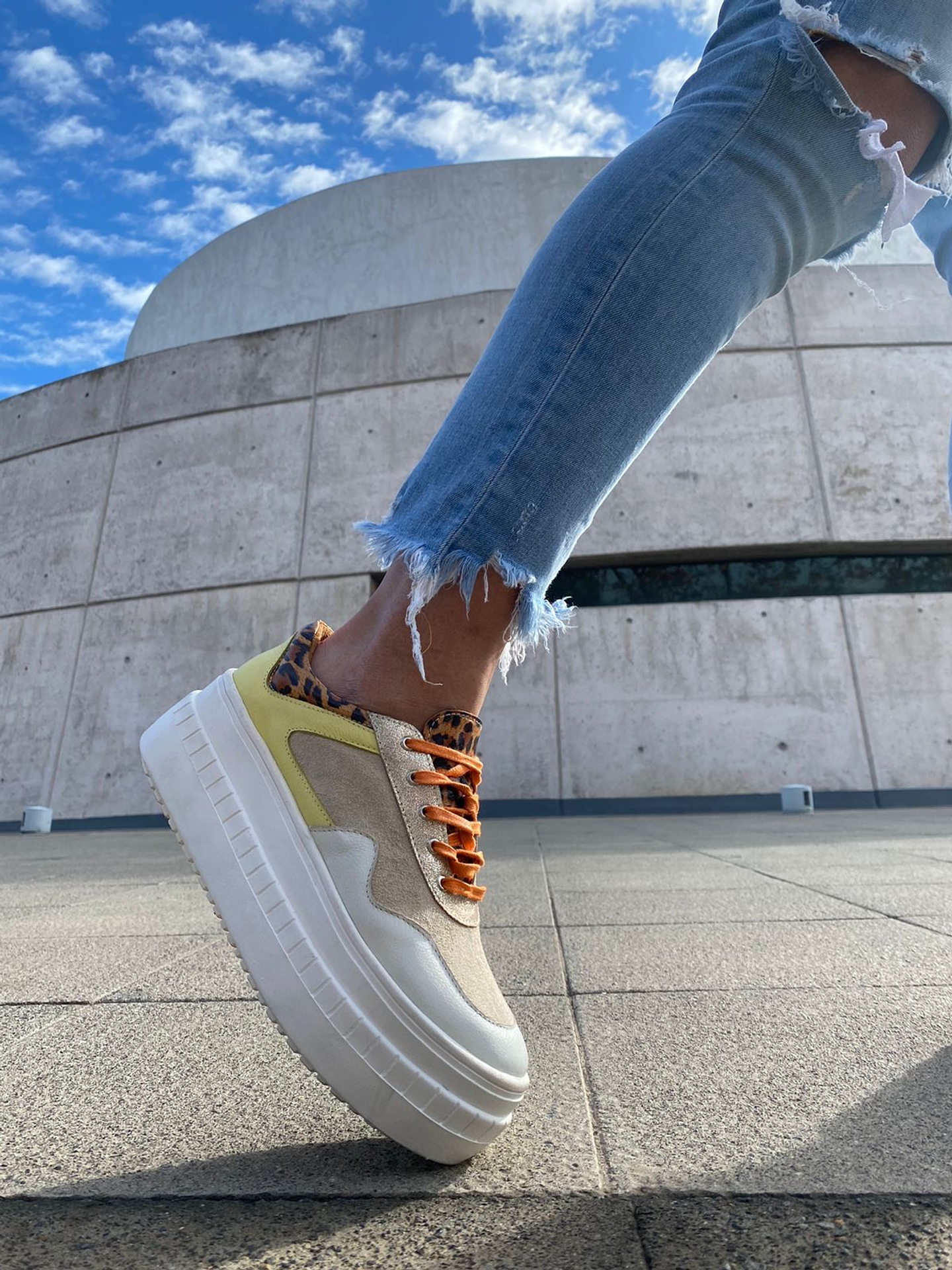 Miami Amarilla Con Animal Print y Beige 3