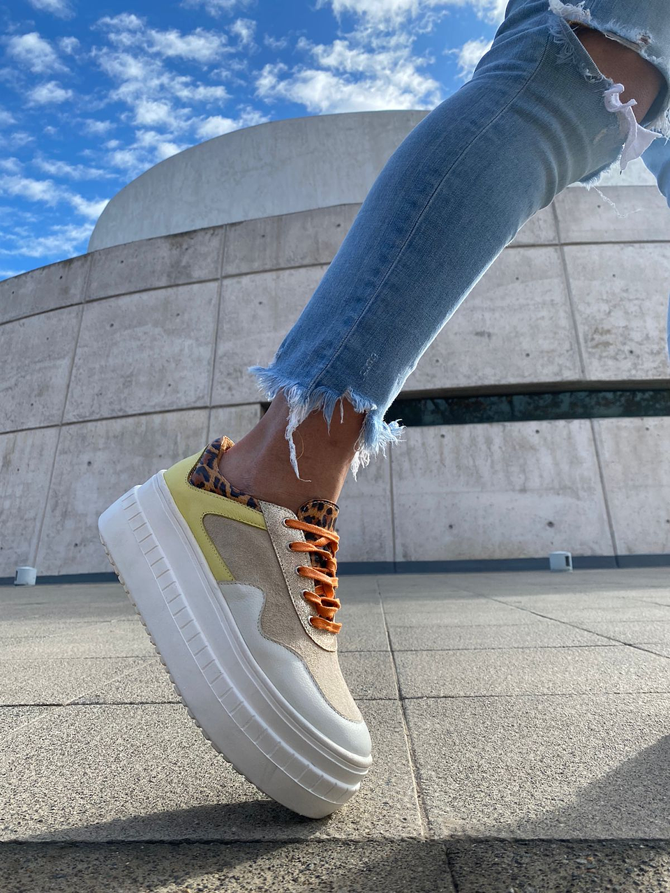 Miami Amarilla Con Animal Print y Beige 3