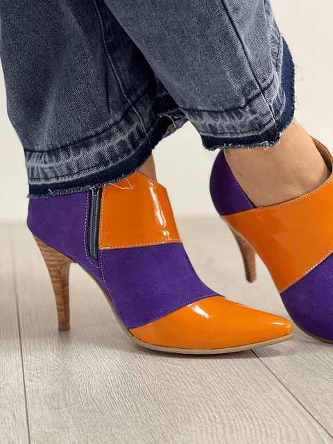 Botín Girasol Richato Naranjo Con Morado