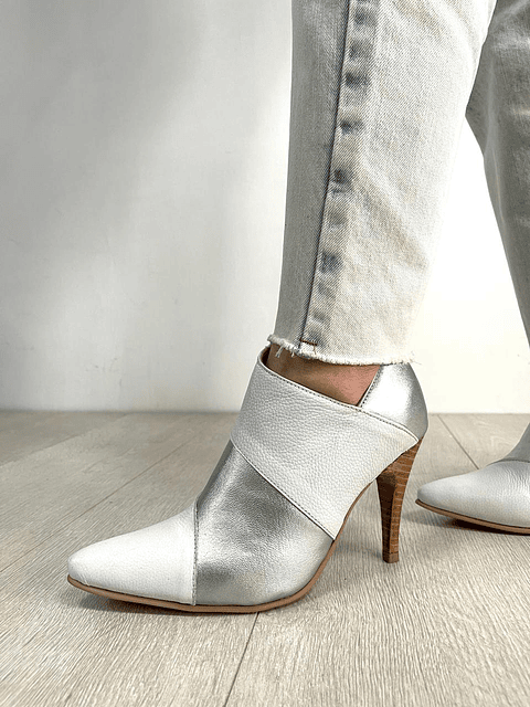 Botín Girasol Blanco-Plata