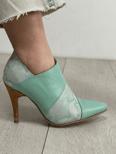 Botín Girasol Cuero Piton Verde