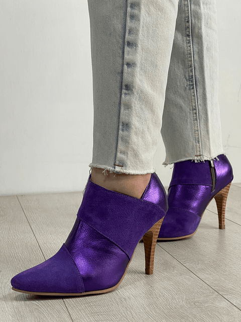 Botín Girasol Cuero y Reno Morado