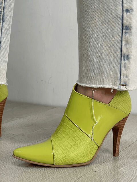 Botín Girasol Cuero Verde Limón