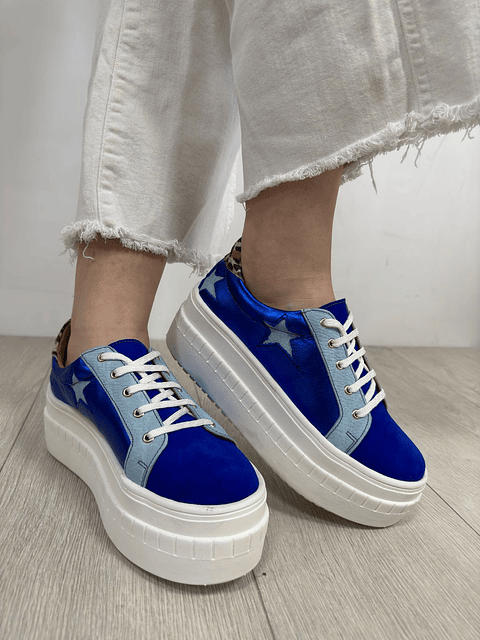 Miami Azul Metalizado Estrellas Celeste