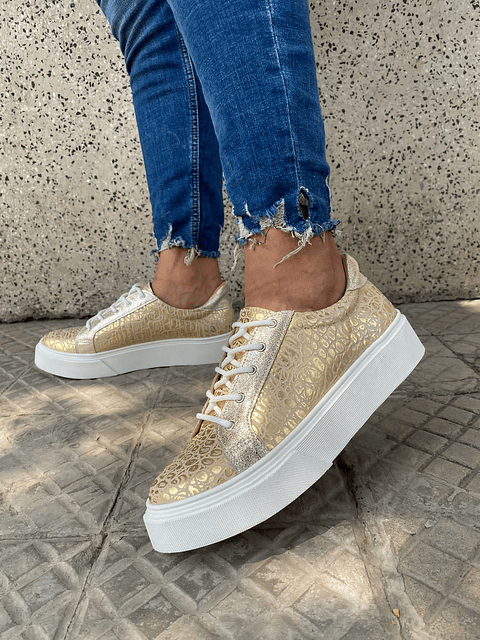 Valeria Croco Dorado Con Folia Dorado