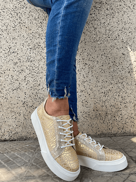 Valeria Croco Dorado Con Folia Dorado