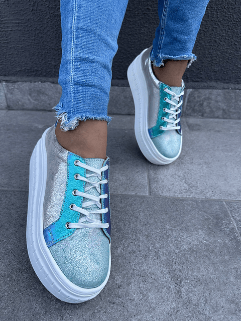 Miami  Gliter Celeste- Cordones Tornasol