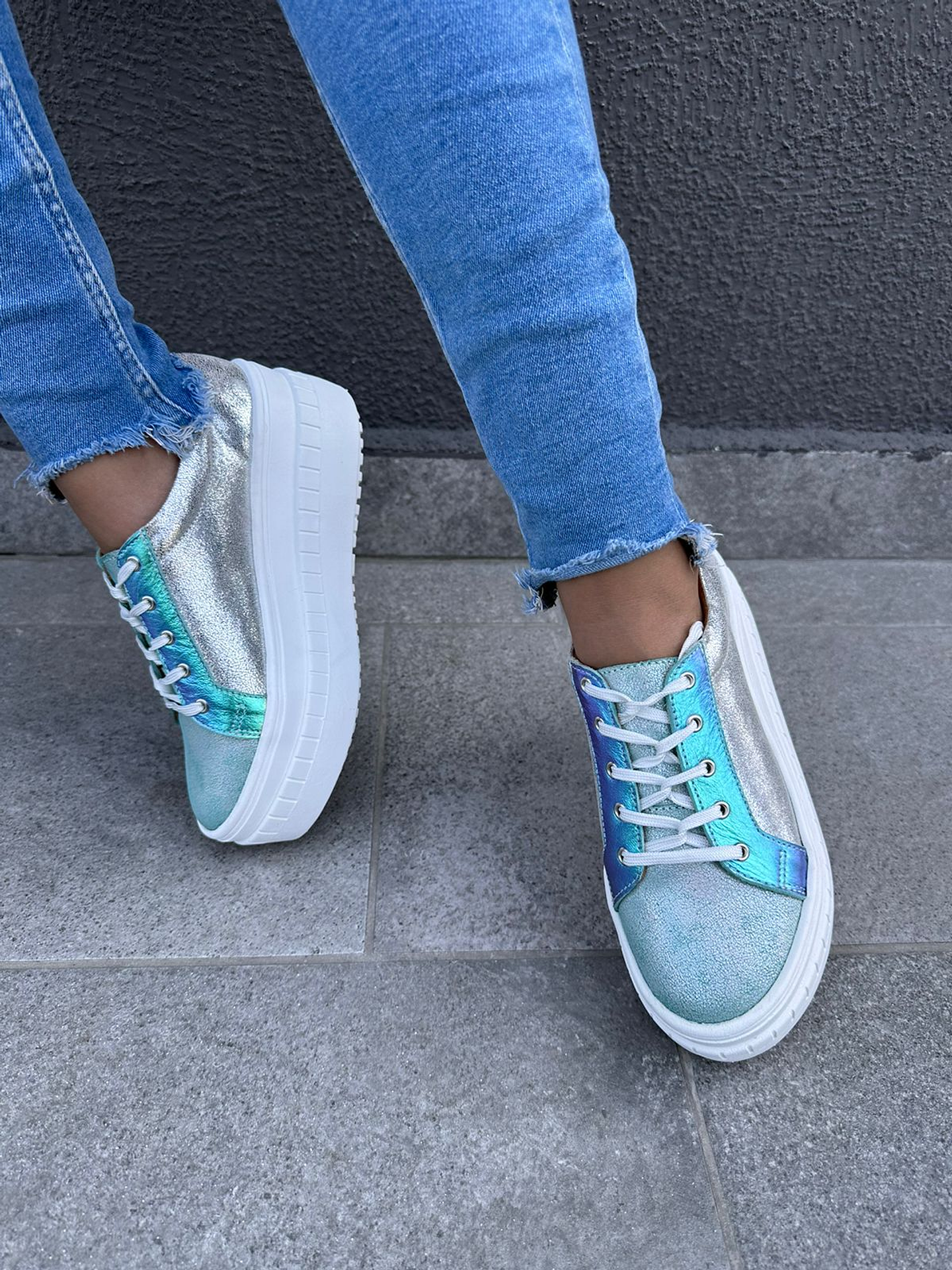 Miami  Gliter Celeste- Cordones Tornasol 1