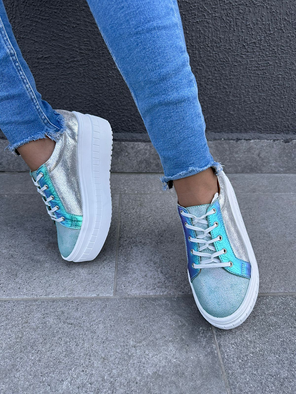 Miami  Gliter Celeste- Cordones Tornasol 1