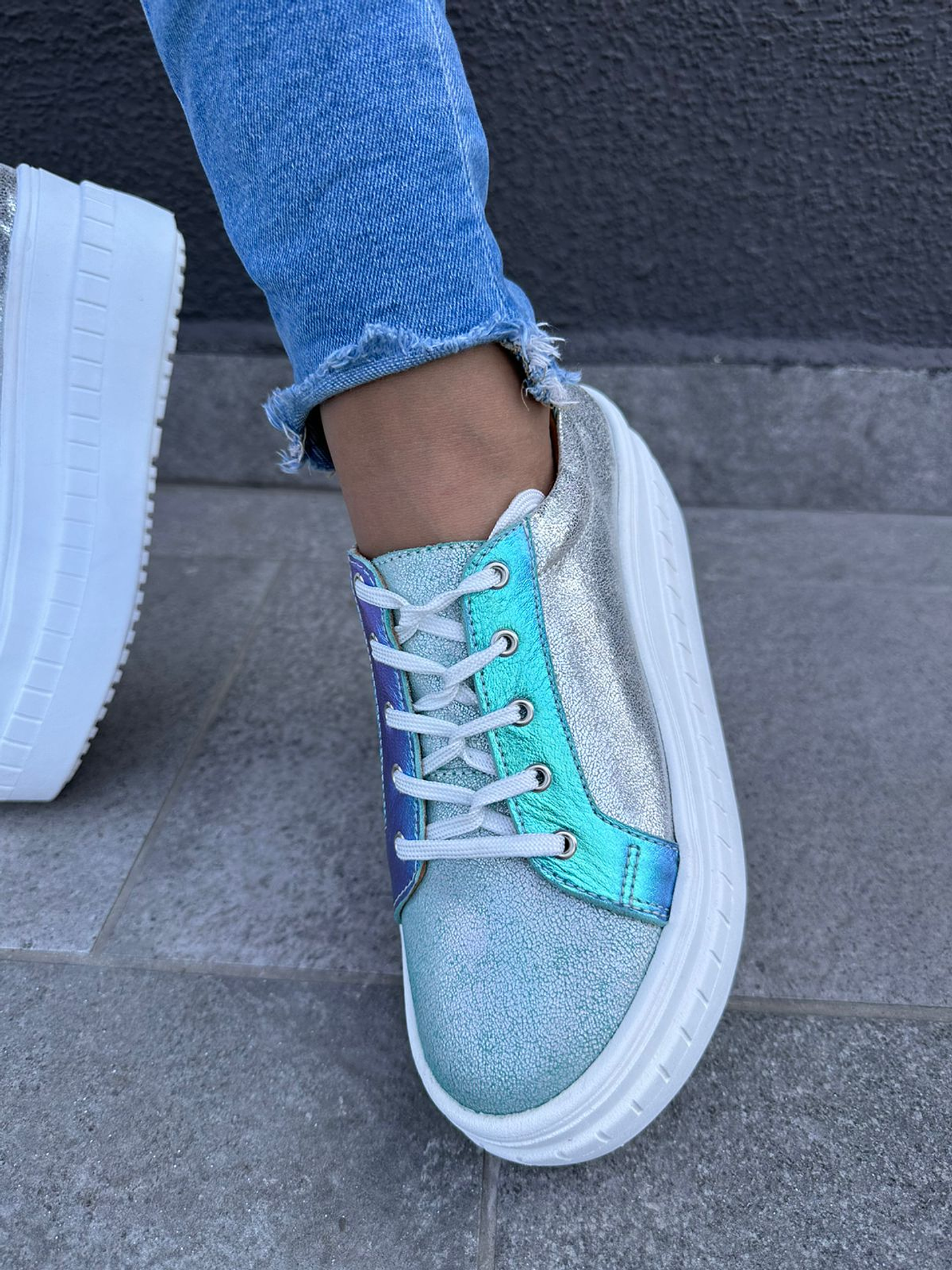 Miami  Gliter Celeste- Cordones Tornasol 4