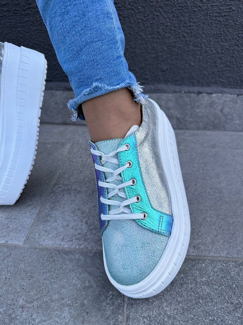 Miami  Gliter Celeste- Cordones Tornasol 4