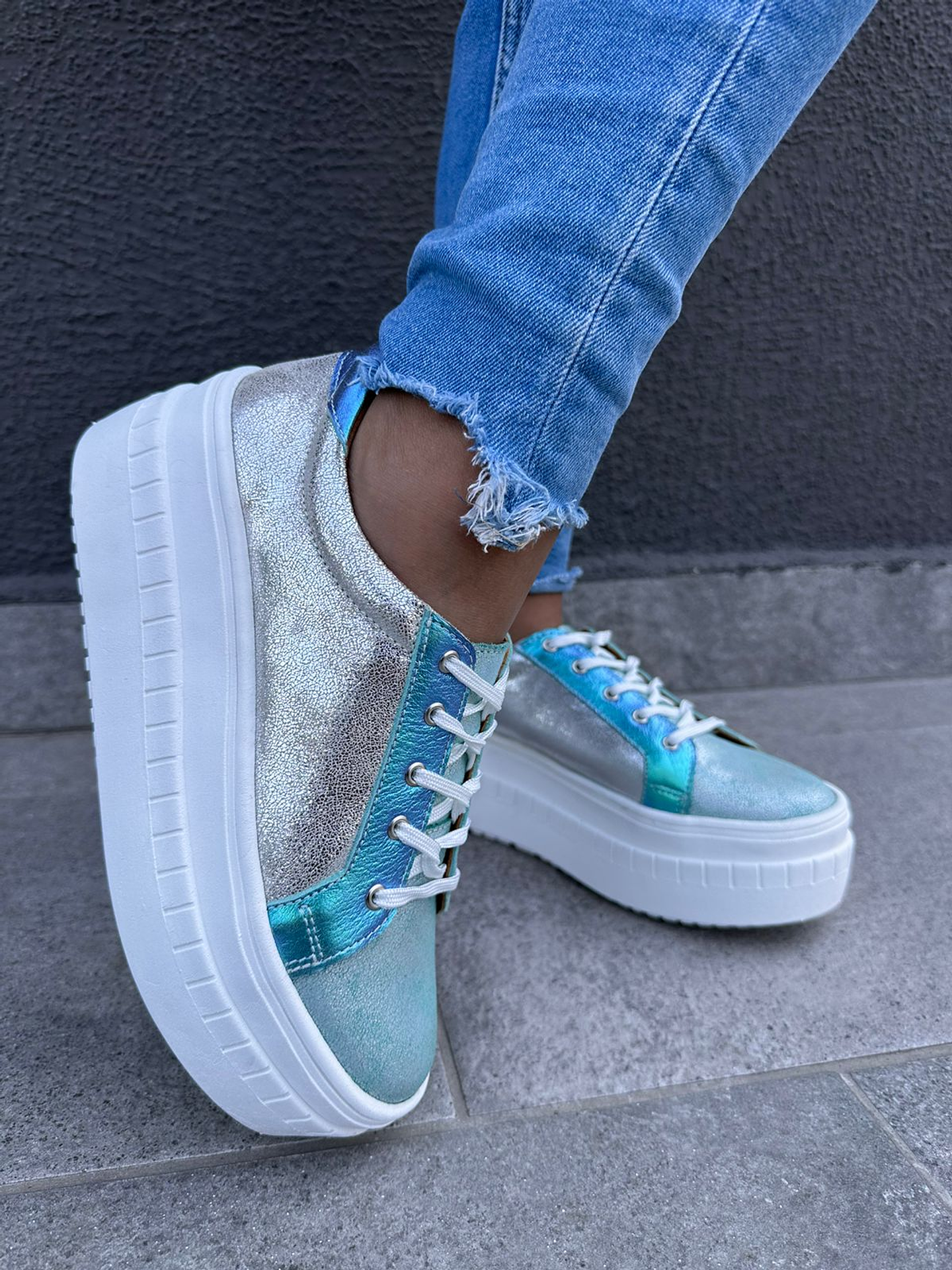 Miami  Gliter Celeste- Cordones Tornasol 5