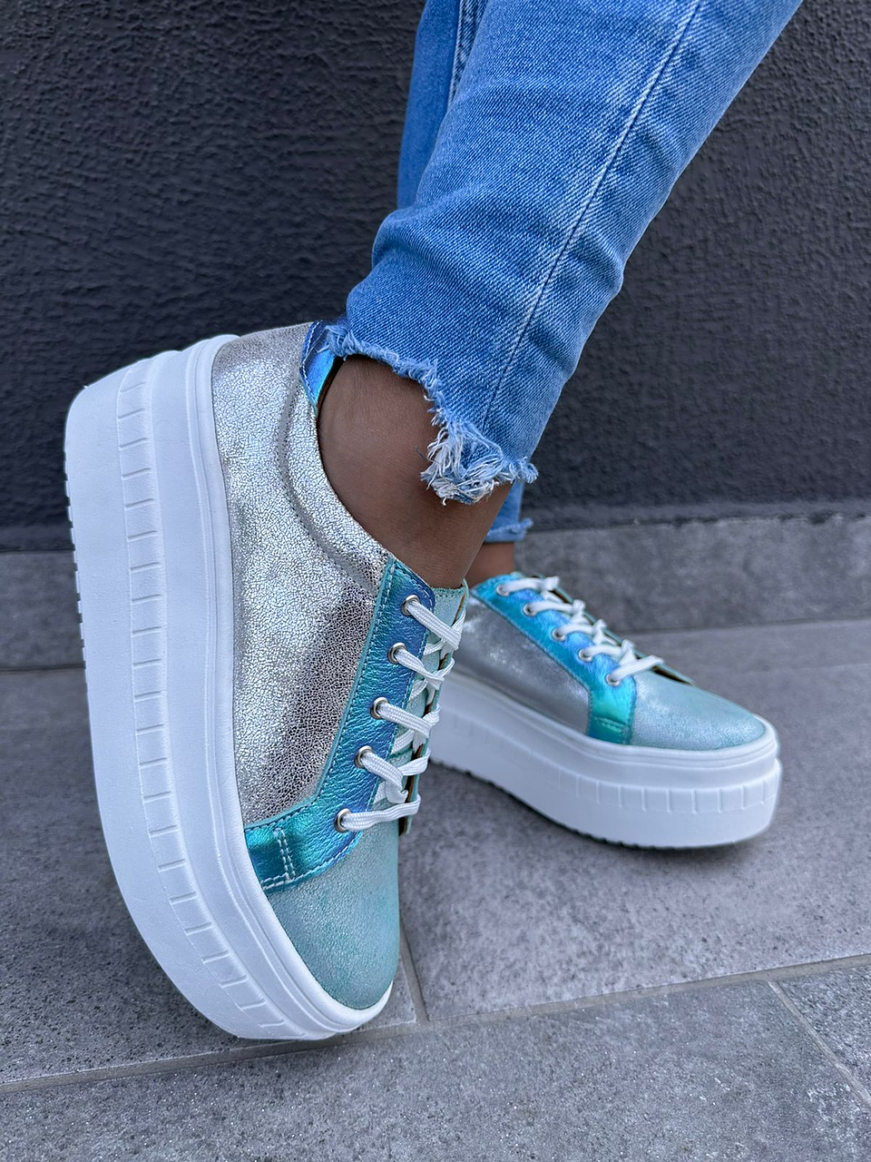 Miami  Gliter Celeste- Cordones Tornasol 5