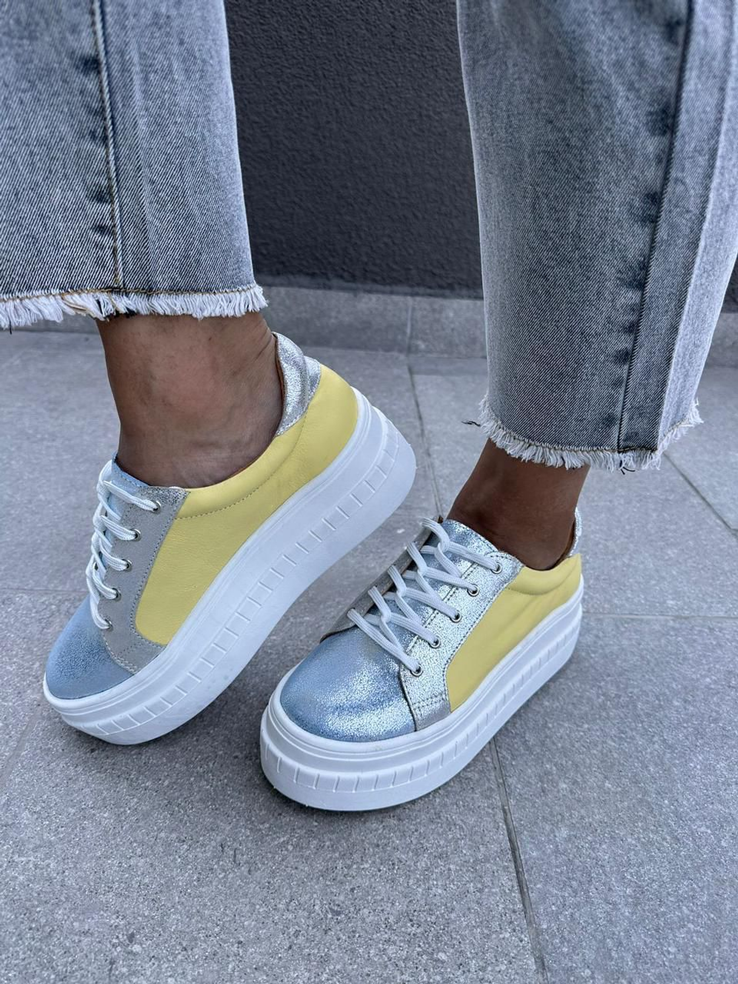 Miami Amarilla Con Gliter Celeste 1