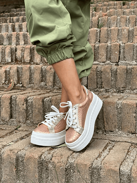 Miami Croco Rosado - Cordones Dorado